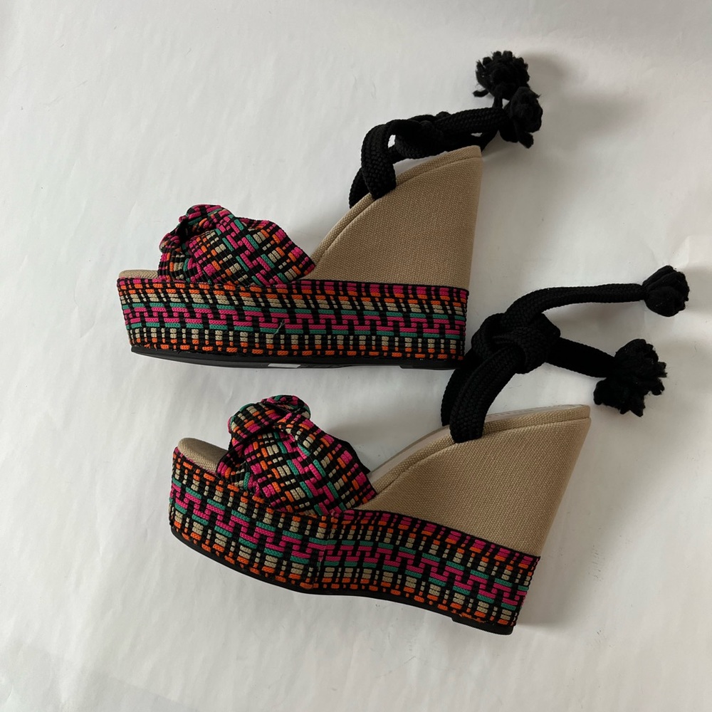 Schutz Deluna Ankle Tie Espadrille Wedge Sandals - Picture 7 of 9